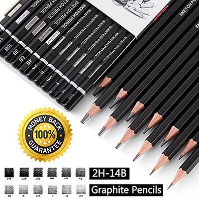 Heshengping, 41pcs Sketching Pencil Set Drawing Sketch Kit Graphite Pencils  Charcoal Pencils Watercolor Pencils Blending Stumps 50page sketchbook
