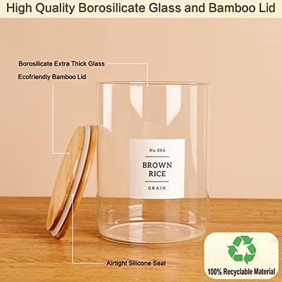 4 oz Clear Glass Borosilicate Jar with Bamboo Silicone Sealed Lid (6 Pack)