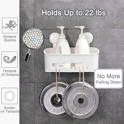 Luxear 4 Packs Shower Caddy Suction Cup Set - Shower Shelf+Soap Dish+Suction Hooks - No-Drilling Removable Powerful Waterproof DIY Shower Organizer