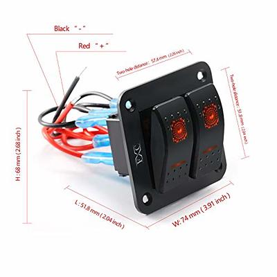 Nilight 4 Gang Rocker Switch Panel 5Pin On Off Toggle Switch Aluminum  Holder 12V 24V Dash Pre-Wired Red Backlit Switches for Automotive Cars  Marine