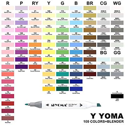 Y YOMA 100 Colors Alcohol Markers Dual Tip Markers Art Markers Set