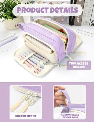 SUNEE Cute Pencil Case, Aesthetic Pen Pouch with 3 Compartments, Kawaii  Colored Large Pencil Bag with Zipper, Stationery Storage and Organizer,  Purple School Supplies for Teen and Adult Girls - Yahoo Shopping