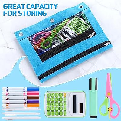 12 Pack Pencil Pouch 3 Hole Binder Zipper Pen Pouches Cloth Pencil Case for  Office College School Supplies Cosmetics 