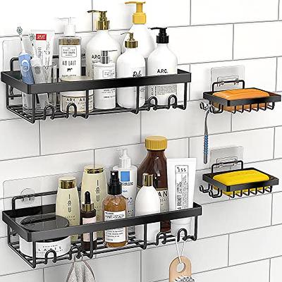 Moforoco Adhesive Corner Shower Caddy, 3 Pack Organizer Shelf with Soap  Holder and 12 Hooks, Shelves Rustproof for Bathroom, Storage Basket  Bathroom
