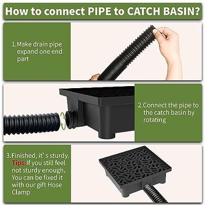 Rain Gutter Downspout Extensions Drain Adapter, No Dig Catch Basin