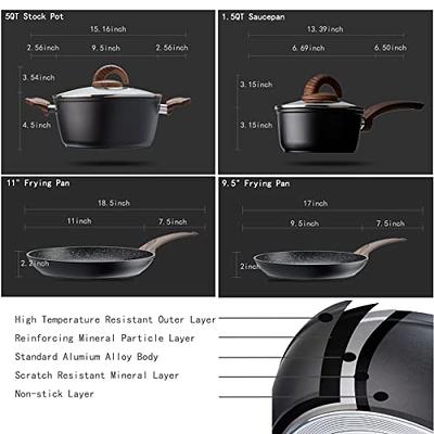 Vkoocy Pots and Pans Set Non Stick, Ceramic Cookware Set Kitchen Cooking  Sets Induction Granite Pot and Pan w/Frying Pans, Saucepans, Casserole
