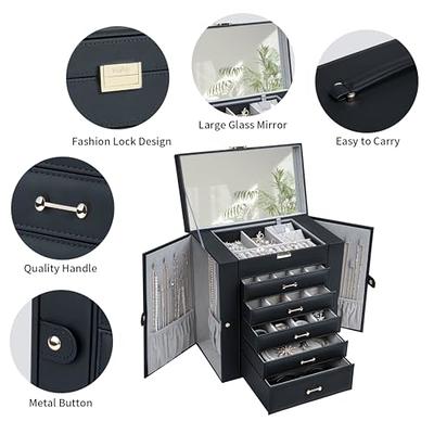 Vlando Large Jewelry Box Storage Organizer with 5 Big Drawers