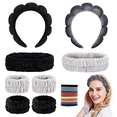 acDesign 8 Pcs Face Wash Headband and Wristband Set With 10 Pcs