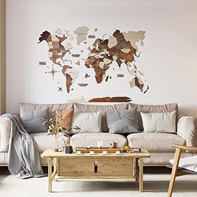 Wall Decor 3D Wood World Map - Home Decor World Map Wall Art Map - 3D Wood World Map Wall Art for Home & Kitchen or Office - Unique Gift Idea for