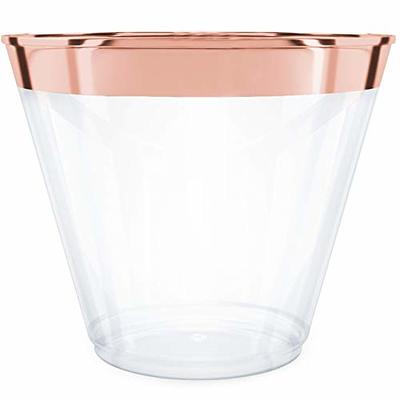 I00000 200 Pack Gold Plastic Cups, 10 oz Clear Plastic Cups Gold Rimmed  Disposable Wine Glasses Fancy Disposable Party Cups Wedding Cups Drinking  Tumblers Plastic Cocktail Glasses with Gold Rim - Yahoo Shopping