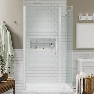 Ove Decors Tampa 54 in. L x 32 in. W x 72 in. H Corner Shower Kit with Pivot Frameless Shower Door in Chrome and Shower Pan