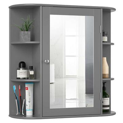 2-Door Wall Mount Bathroom Storage Cabinet with Open Shelf-Espresso | Costway