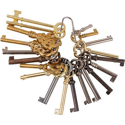 Kyuionty 2 Sets Skeleton Key Lock Decorative Antique Brass Cabinet Lock with Key for Chest Cupboard Furniture