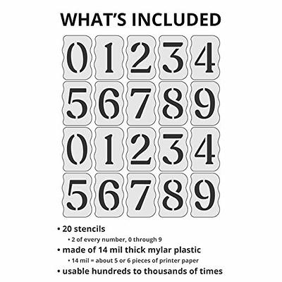 20 Pieces Curb Stencil Kit 0-9 Address Number Stencil Reusable Plastic  Numbers S