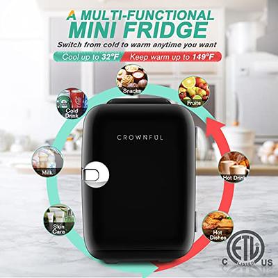 CROWNFUL Mini Fridge, 4 Liter/6 Can Portable Cooler and Warmer Personal  Refrigerator for Skin Care, Cosmetics, Beverage, Food,Great for Bedroom,  Office, Car, Dorm, ETL Listed (Black) - Yahoo Shopping