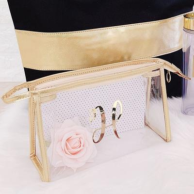 Bridesmaid Make up Bags Rose Gold Cosmetic Bag CLEAR 