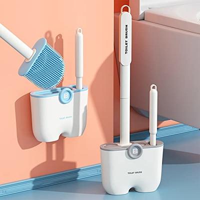 Hibbent Silicone Toilet Brush with Ventilated Drying Holder Floor Standing  & Wall Mounted Without Drilling