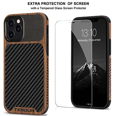 TENDLIN Magnetic Case Compatible with iPhone 15 Pro Case Wood Grain with  Carbon Fiber Texture Design Leather Hybrid Slim Case (Compatible with  MagSafe) Black : : Electronics