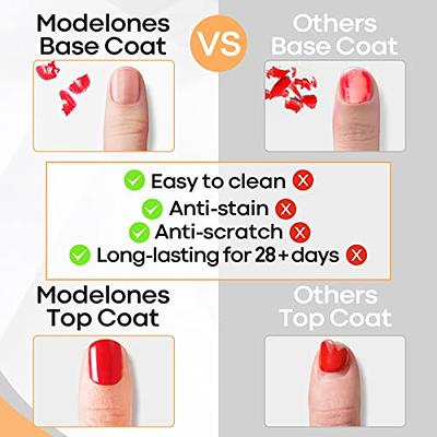 Modelones 15ml Gel Nail Polish Top Coat Set, No Wipe Base and Top