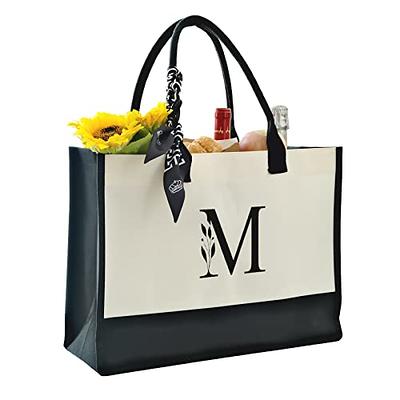 VANESSA ROSELLA Monogram Tote Bag with 100% Cotton Canvas and a Chic  Personalized Monogram (Black Block Letter - R) - Yahoo Shopping