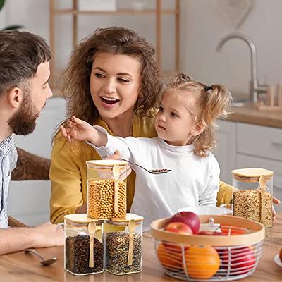 Glass Jars with Bamboo Lids,Glass Containers with Airtight Bamboo Lid and Spoons,Sealed Glass Spice Jars for Candy Coffee Beans Sugar Nuts Cookies