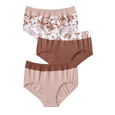 Plus Size Women's Cotton 3-Pack Color Block Full-Cut Brief by Comfort Choice  in Mocha Assorted (Size 13) Underwear - Yahoo Shopping