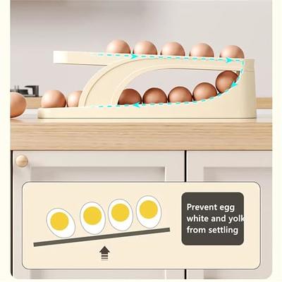 2023 New Egg Holder For Refrigerator, Automatically Rolling Egg Storage  Container, 2 Tier Plastic Egg Holder Space Saving Egg Tray For Refrigerator  or