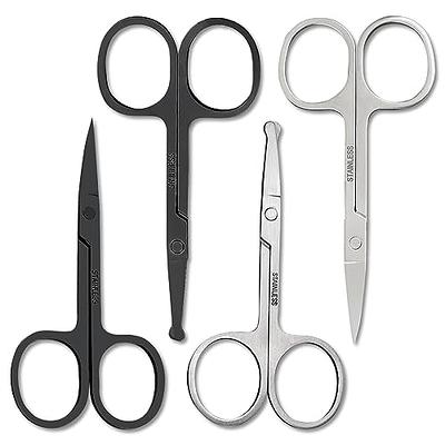 Facial Hair Small Grooming Scissors For Men Women - Eyebrow, Nose Hair,  Mustache, Beard, Eyelashes, Ear Trimming Kit - Curved and Rounded Safety  Tip
