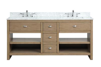 Silkroad Exclusive 32 Travertine Top Single Sink Bathroom Vanity - LTP-0126B-T-UWC-32