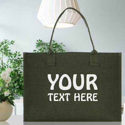 Custom Name Printed Tote Bags, Personalized Canvas Tote Bag With Names