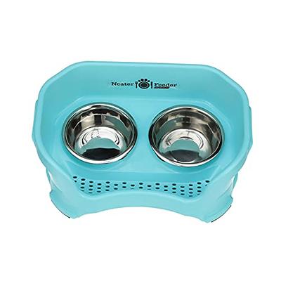WUHOSTAM Raised Ceramic Cat Dog Bowls Set, 5 Inch Dog Bowl with Metal Stand  and Silicone Mat, 14 Ounce Elevated Pet Feeder Dishes for Food and