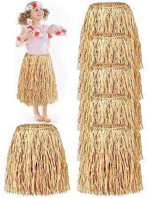 Tigeen 6 Pcs 23.6 inch Coconut Bra Hawaiian Grass Hula Skirt