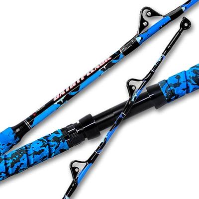 Fiblink Fishing Trolling Rod 1 Piece Saltwater Offshore Heavy Roller Rod  Big Name Conventional Boat Camo Fishing Pole (6'6,30-50lb/50-80lb/80-120lb)