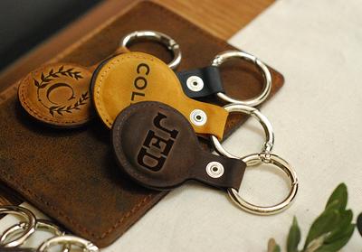 Personalized Leather AirTag Keychain Custom Apple AirTag Key 