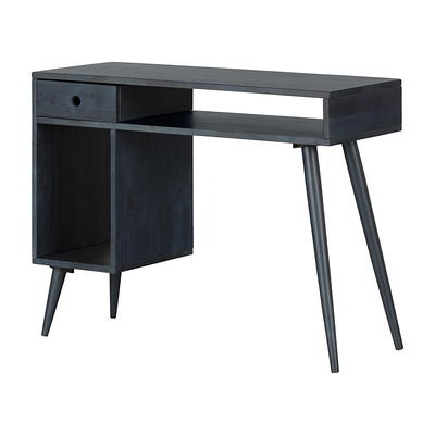 Mainstays Small Space Writing Desk with 2 Shelves, True Black Oak Finish