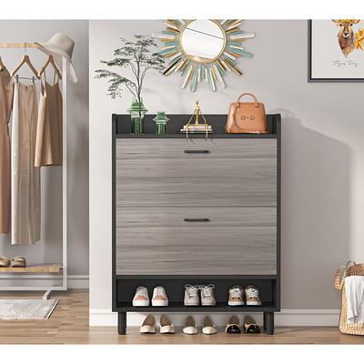 Shoe Storage Cabinet for Entryway Slim,Hidden Shoe Organizer Cabinet,Narrow  Shoe Cabinet with Doors,Closed Shoe Rack,Shoe Closet,3-Tier Tipping Bucket