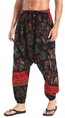 Women Harem Pants Boho Flowy Yoga Pants Red Hippie Trousers