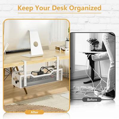 Cable Managemen Under Deskt - No Damage to Desk, Standing Desk Cable  Organizer, Quszmd Under Desk Cord Organizer, Under Desk Wire Management Tray  - Yahoo Shopping