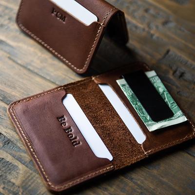 MONOGRAMMED Leather Wallet, Minimalist Mens Wallet, Bifold Wallet,  Personalized Card Wallet, Groomsmen Gift, Monogram Initials For Him
