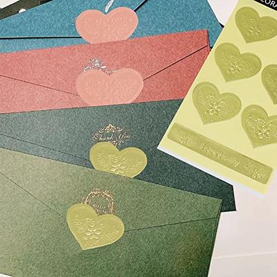  300 Pieces Gold Heart Stickers Envelope Seals Self-Adhesive  Embossed Envelopes Seal Stickers for Wedding Invitations Greeting Cards  Party Favors Gift Packaging DIY Decoration Wax Seal Stickers Labels :  Office Products