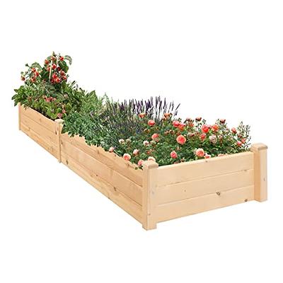 Best Choice Products 8x2ft Outdoor Wooden Raised Garden Bed Planter for  Vegetables, Grass, Lawn, Yard - Natural