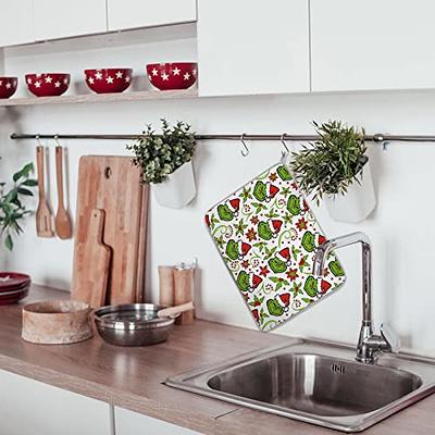Flower Dish Drying Mat for Kitchen Counter Decor Absorbent Dish Mat Drying  Pad Leaves Dish Drainer Rack Mats for Coffee Bar