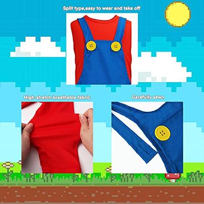  Halloween Costume Super Brothers Game Costume, Plumber Cosplay  Outfit Jumpsuit with Accessory for Kids Boys : Toys & Games