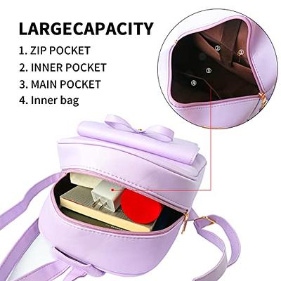 Aogist Girls Mini Leather Backpack Purse 3 Pieces Set Bowknot Small Backpack Cute Casual Travel Daypacks Purple, Women's, Size: Medium