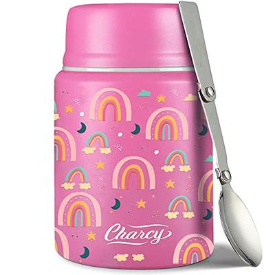 Charcy 17 Ounce Kids Thermos for Hot Food - Soup Thermos with Folding Spoon  - Insulated Food Jar for Hot & Cold Food - Pink Rainbow - Yahoo Shopping