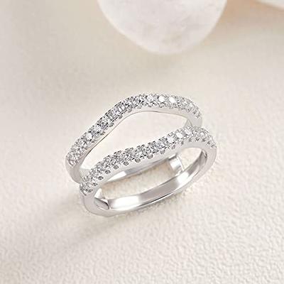 Blongme Womens Ring Enhancer for Women Wedding Band Guard for Engagement  Rings Curved Wedding Band Guard Rings Wrap 925 Sterling Silver AAAAA Cubic