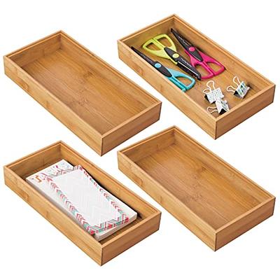 mDesign Bamboo Stackable Kitchen Drawer Organizer Tray, 4 Pack - Natural  Wood, 6 x 12 x 2