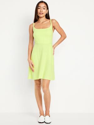 Fit & Flare Linen-Blend Mini Dress - Yahoo Shopping