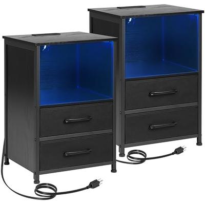 Vasagle Nightstand With Charging Station, Night Stand, Side Table With 2  Drawers : Target