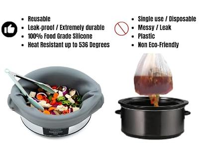 Silicone Crock Pot Liners Large Size w/Tongs, Single Reusable Silicone Slow  Cooker Liner